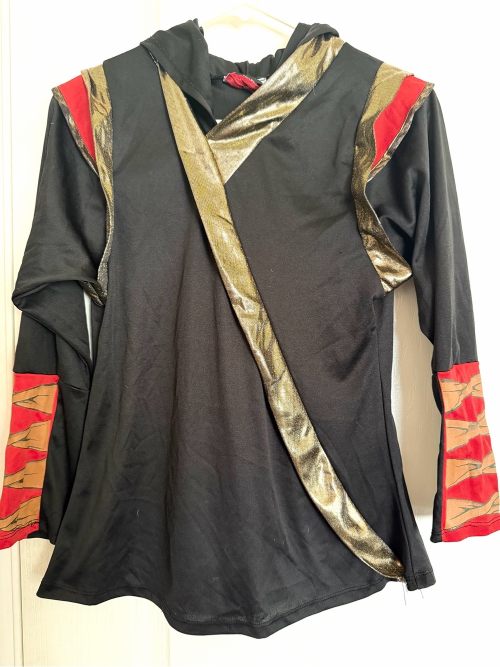 InCharacter Kids Ninja Costume Size 8–12 Black Red Gold Partial Set